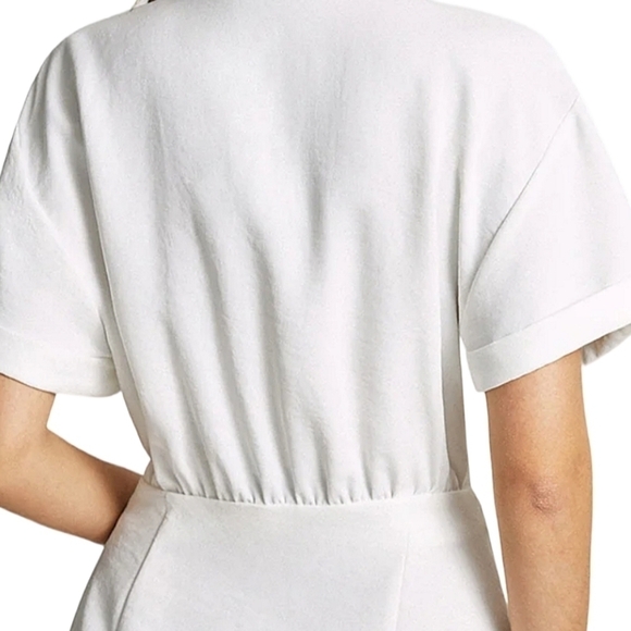 SOLD - NWT Commense White Collared Cuffed Sleeve Button Wrap Short Dress - Picture 4 of 9